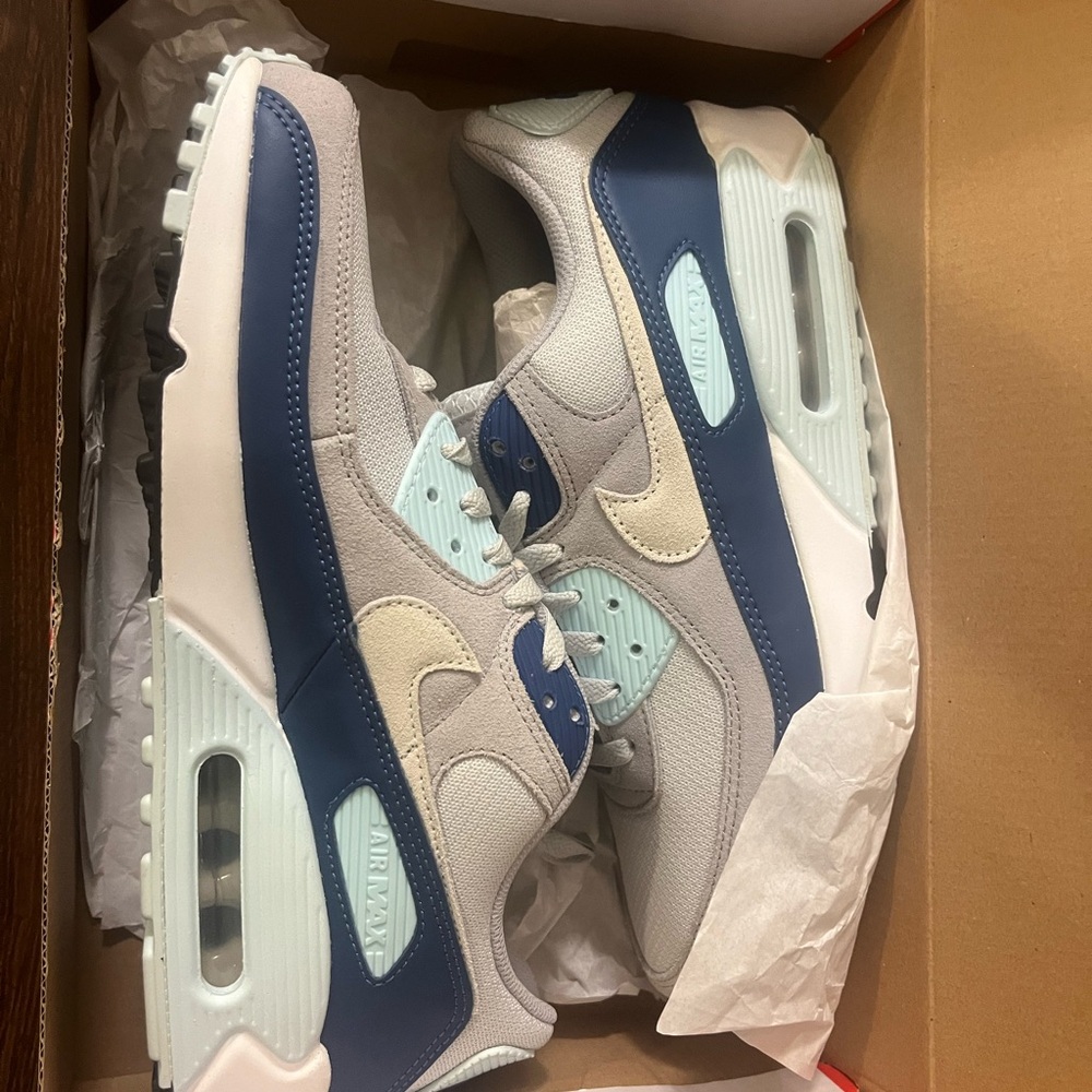 Nike Air Max 90 Pure Platinum Glacier Blue White Men's size 10
